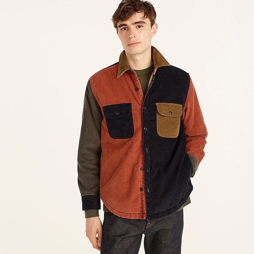 Sherpa-lined colorblock corduroy workshirt | J.Crew US