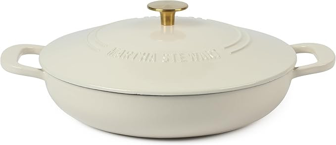 Martha Stewart Gatwick 3.5-Quart Enameled Cast Iron Dutch Oven Braiser – Linen with Gold Knob ... | Amazon (US)