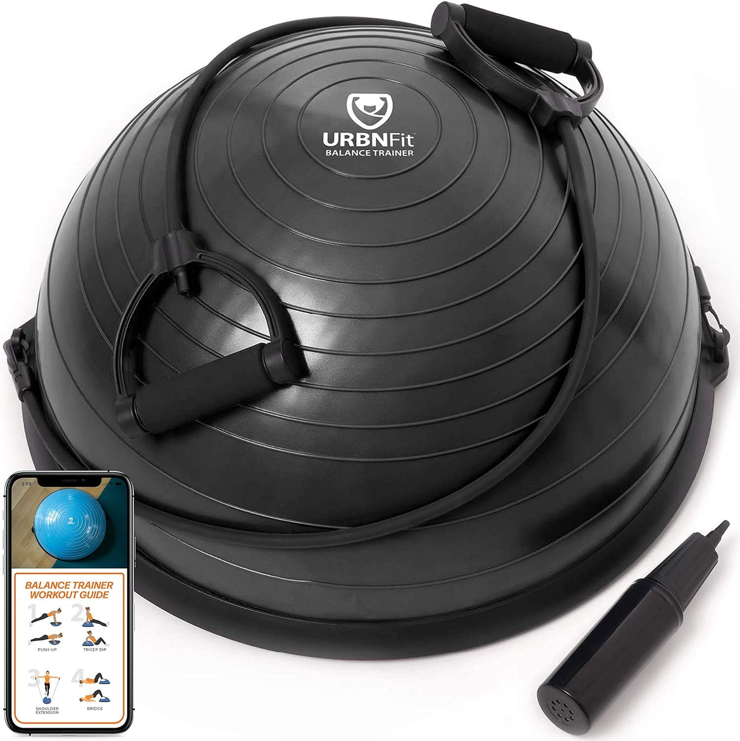 URBNFit Balance Ball - Half Yoga Ball Trainer for Core Stability and Full-Body Workout with Resis... | Amazon (US)