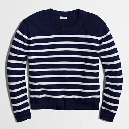 Factory cropped cotton sweater in stripe | J.Crew Factory