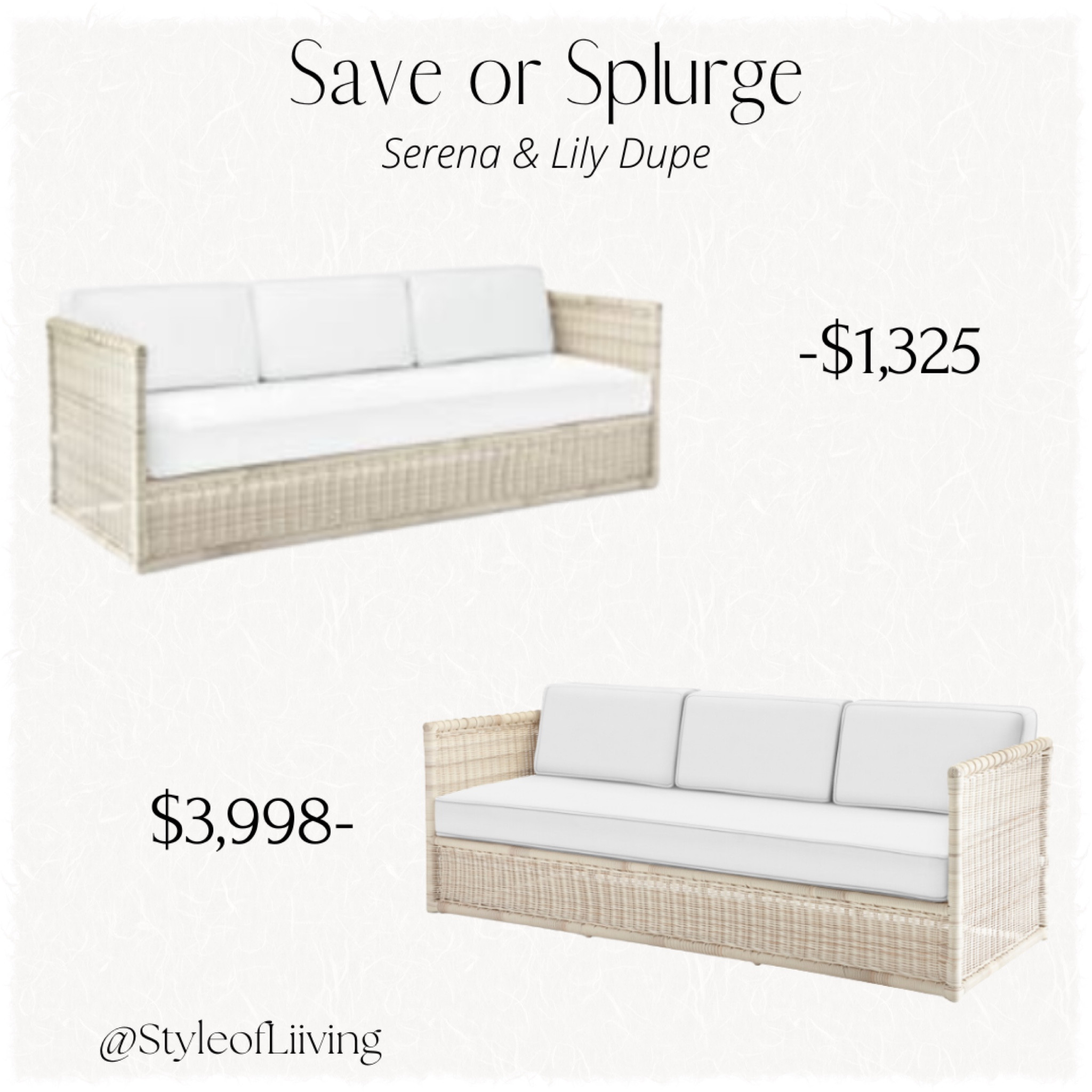 Save or Splurge! Sun-bleached driftwood outdoor living sofa made of natural, handwoven rattan.

#LTKsalealert #LTKhome #LTKstyletip