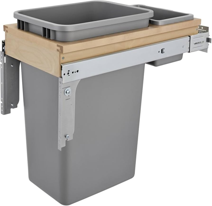 Rev-A-Shelf Top Mount Pull Out Trash Can w/Soft-Close & Rear Bin, 50 Qt 12.5 Gal Garbage Bin for ... | Amazon (US)