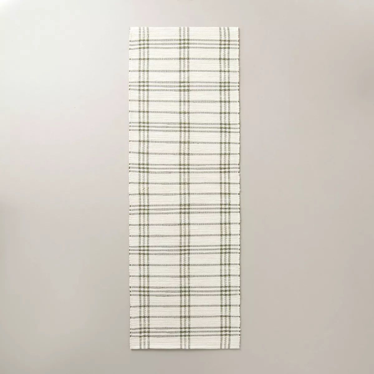 Tri-Stripe Plaid Handmade Woven Area Rug Green/Cream - Hearth & Hand™ with Magnolia | Target