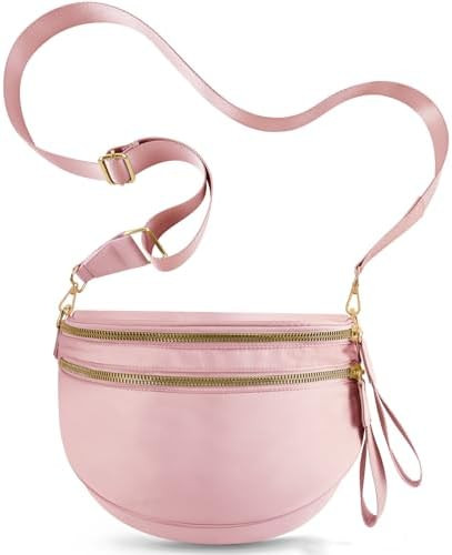 Crossbody Bags for Women, Large Nylon Bum Bags Plus Size Fanny Pack Sling Bag Belt Bag for Women ... | Amazon (US)