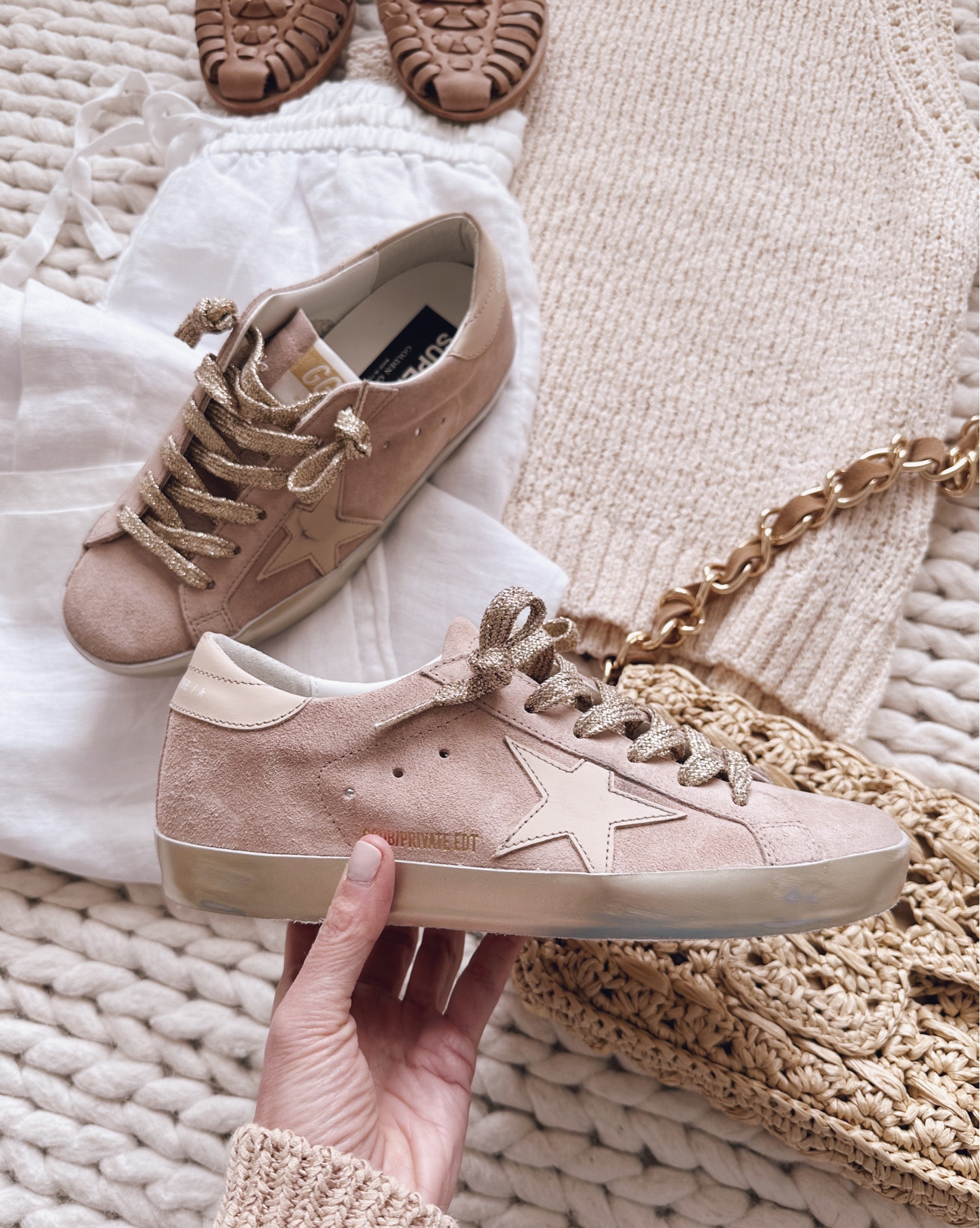 slim fit dress slacks Nothing New Women's Rose Gold Nova Low Top Upcycled Leather Sneaker, 5