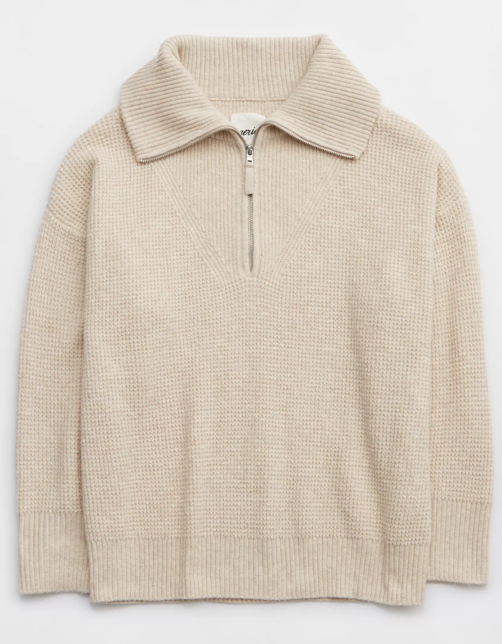 Aerie CozyUp Waffle Quarter Zip Sweater | Aerie