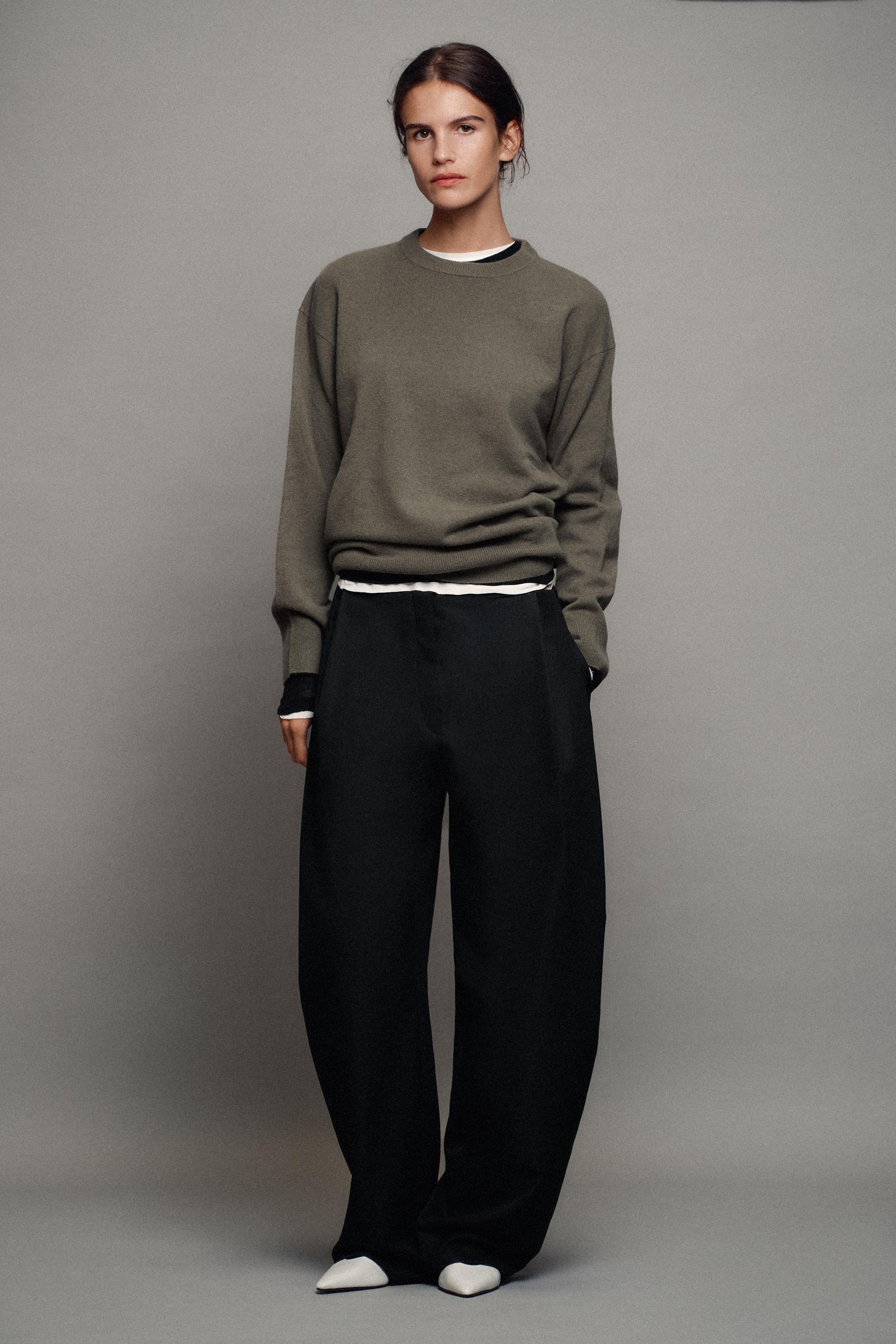 Zara - Zw Collection Darted Wide-Leg Pants - Black - M - Woman | Zara US