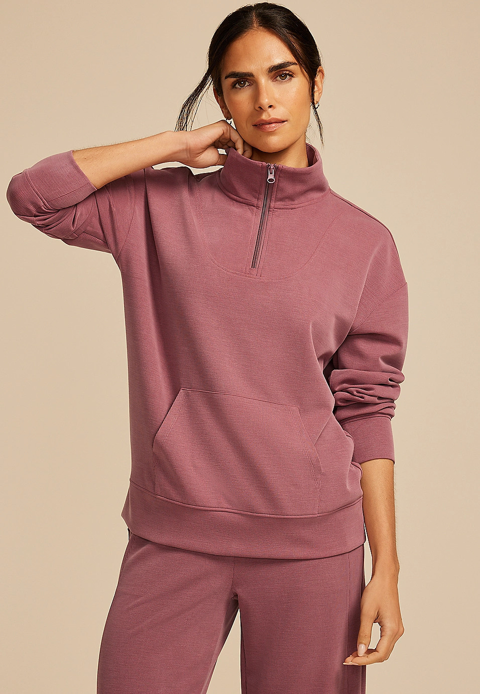 Scuba Knit Quarter Zip Sweatshirt | Maurices