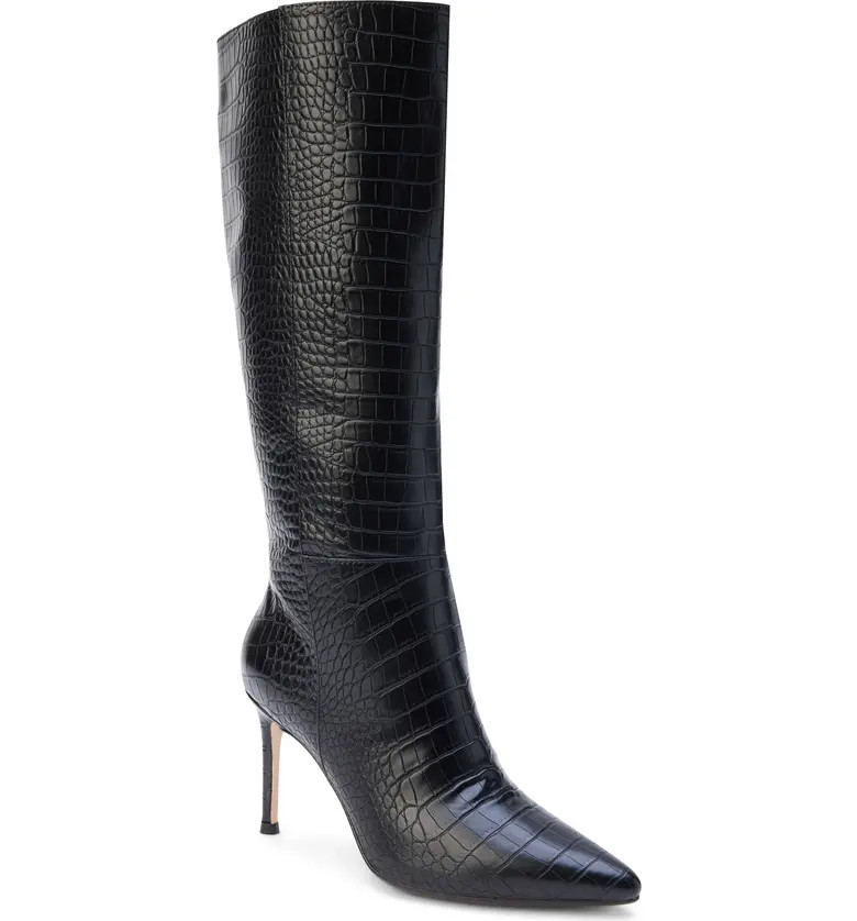 Alina Reptile Embossed Knee High Stiletto Boot (Women) | Nordstrom