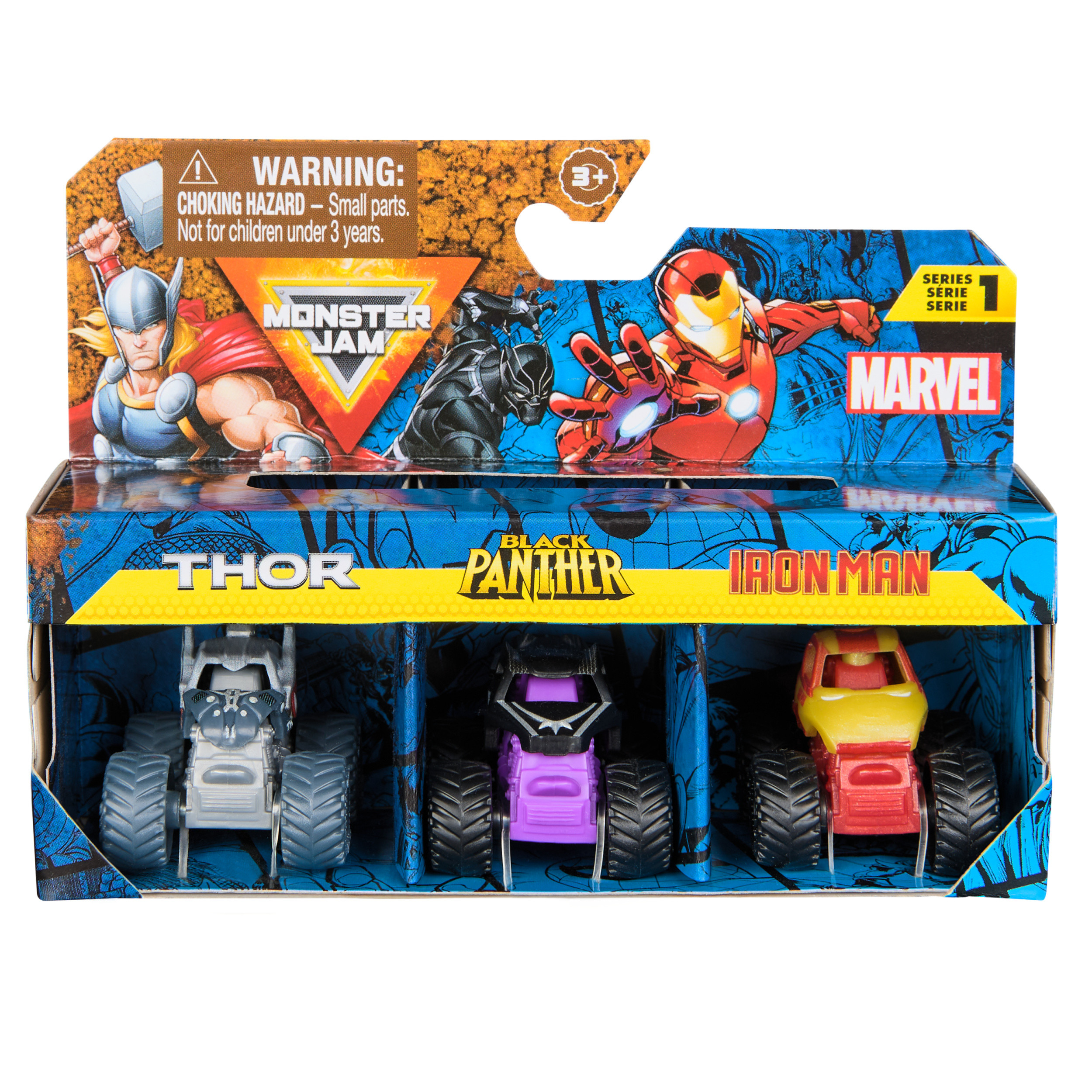 Monster Jam, Marvel Mini Monster Truck 3-Pack, Thor, Black Panther, Iron Man Die-Cast Monster Tru... | Walmart (US)