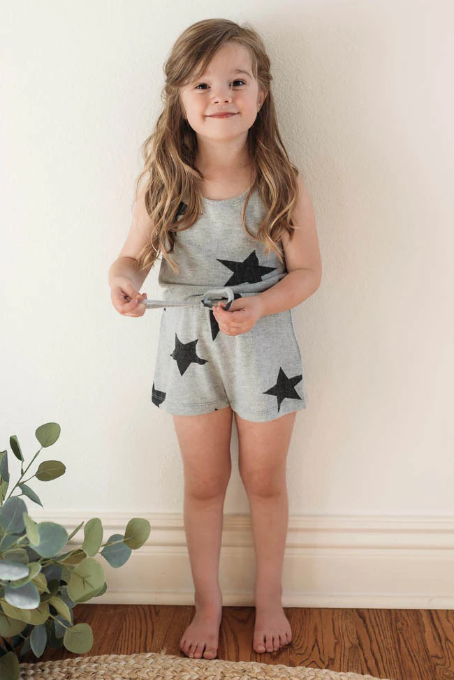 Like A Star Girls Grey Romper | Pink Lily