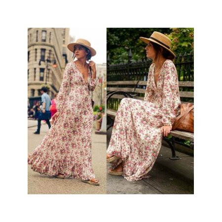 Topumt Womens Maxi Boho Floral Dress | Walmart (US)