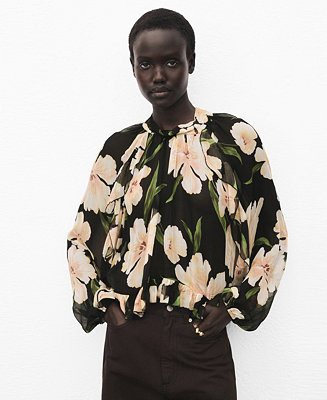 Women's Semi-Transparent Floral Blouse | Macy's