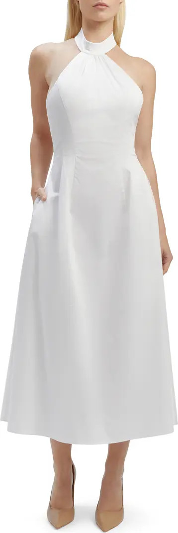 Genevieve Stretch Poplin Halter Midi Dress | Nordstrom