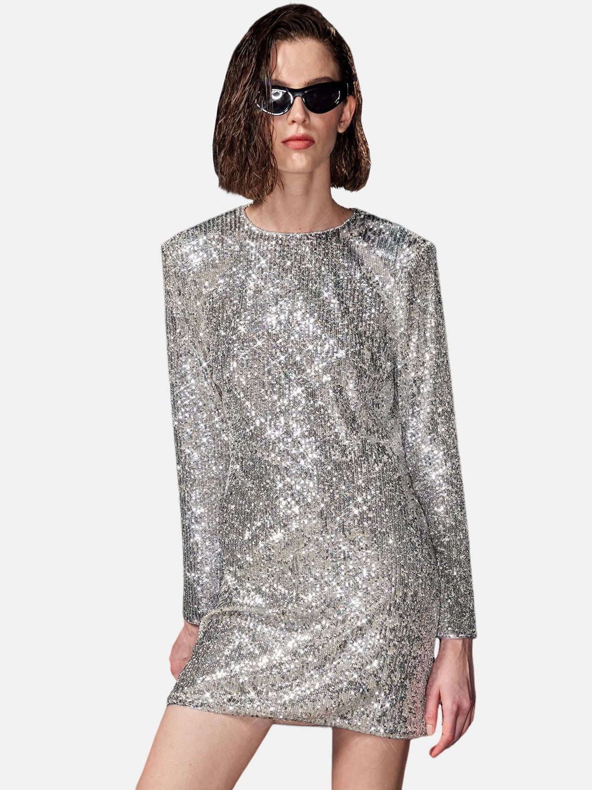 Three-dimensional Layered Sequined Backless Mini Dress | Richradiqs