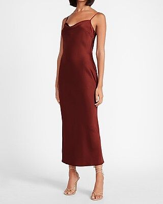 Satin Cowl Neck Maxi Slip Dress | Express