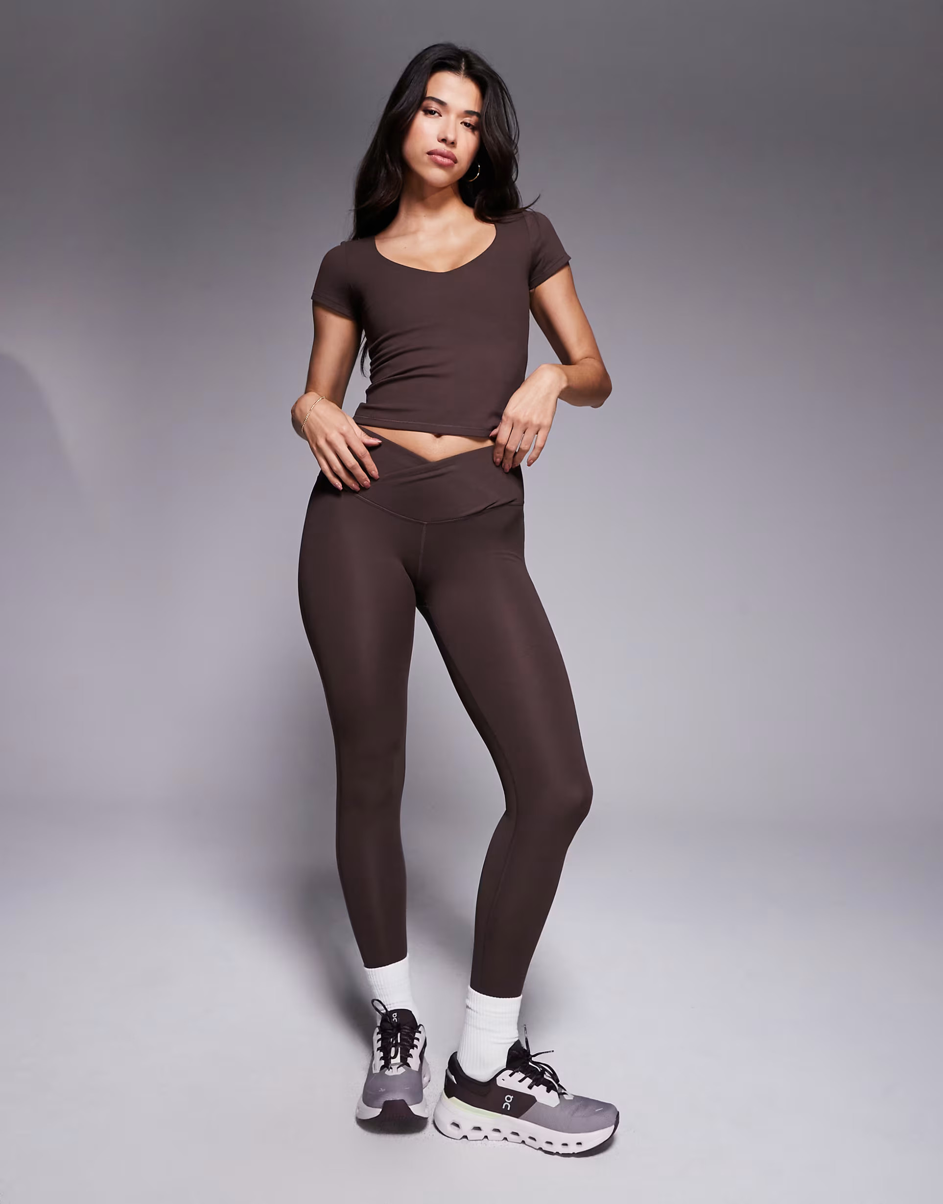 4505 Icon soft touch wrap waist yoga legging in plum chocolate | ASOS (Global)