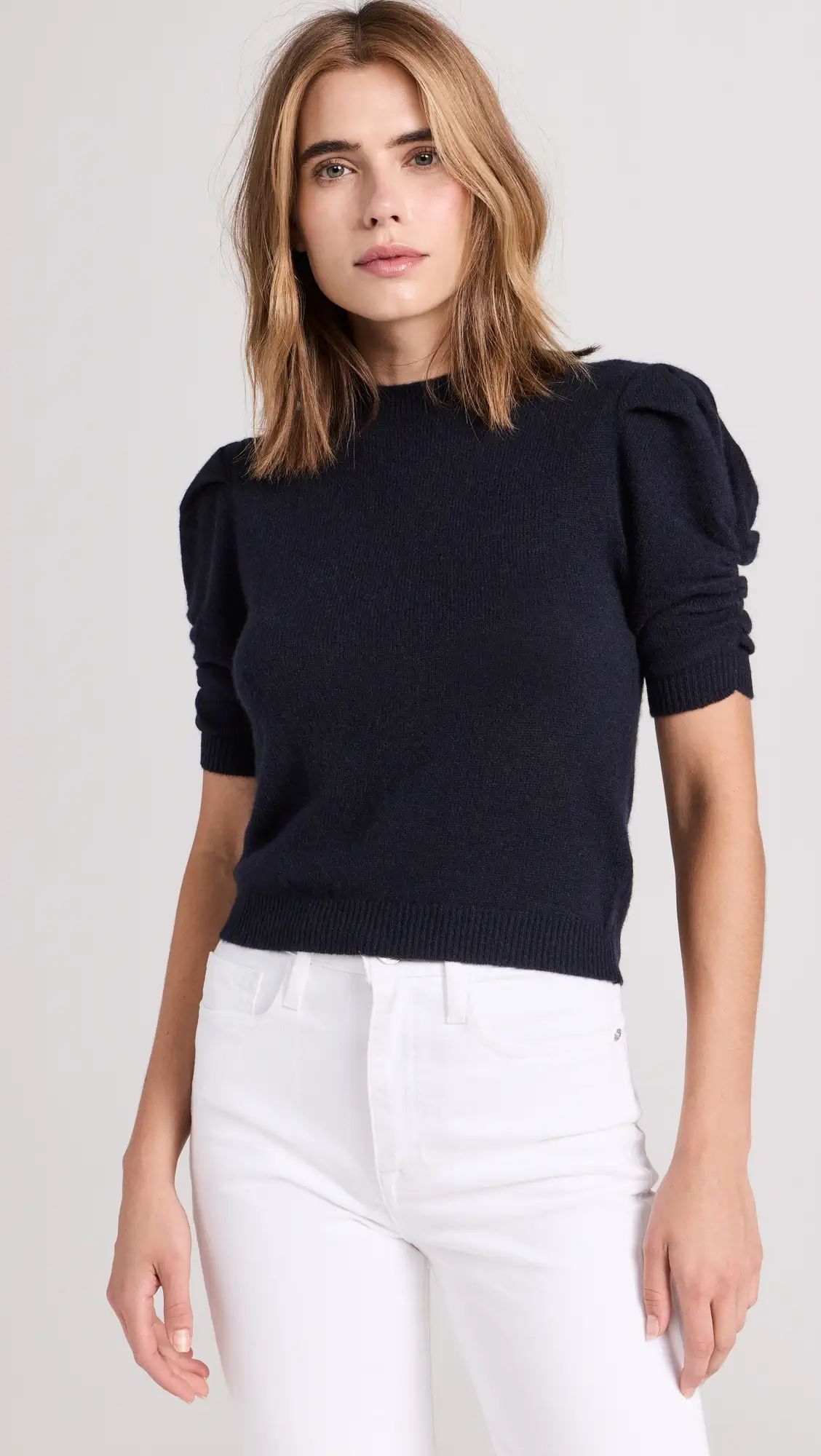 FRAME Ruched Cashmere Sleeve Sweater | Shopbop | Shopbop