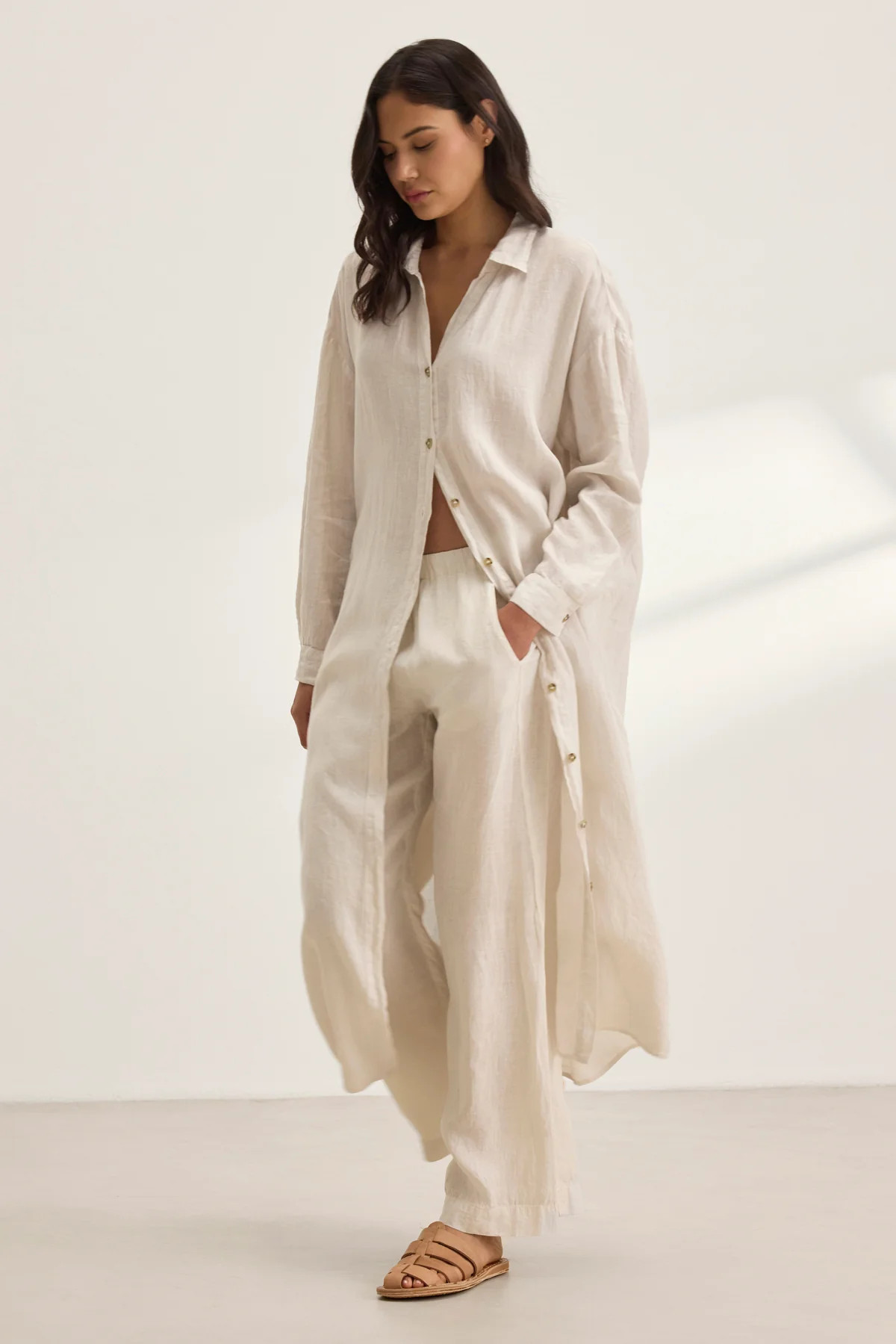 NICOLE WOVEN LINEN BUTTON UP DRESS | Velvet by Graham & Spencer