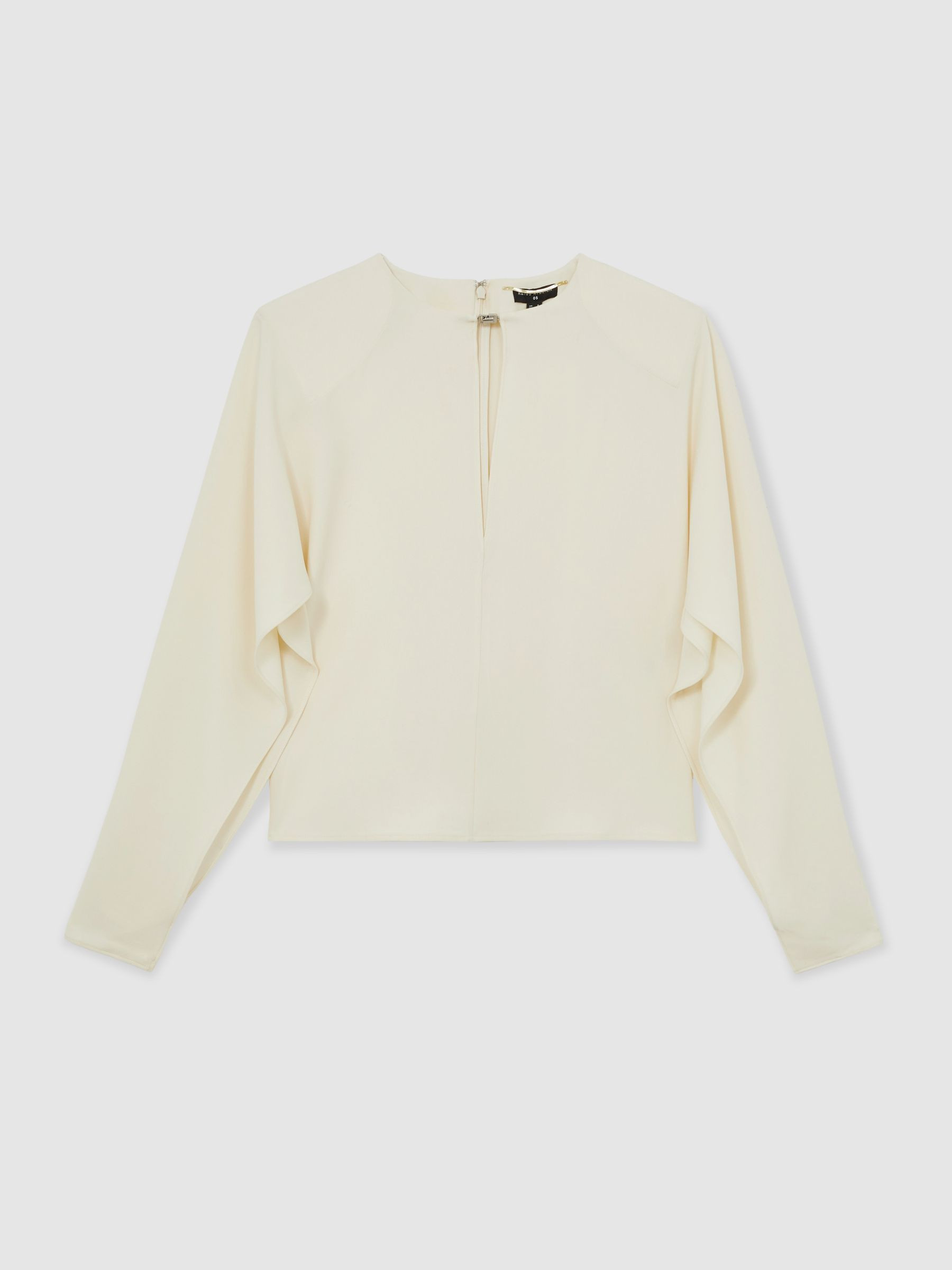 Atelier Crepe Turn-Lock Top in Cream | Reiss UK