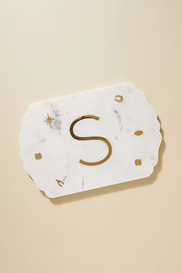 Lucky Marble Monogram Serving Board | Anthropologie (US)