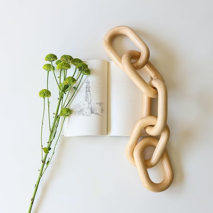 Ornamelody Wood Chain Link Decor - Natural Wooden Link Chain 21.25 inch - Decorative Chain - Two ... | Amazon (US)