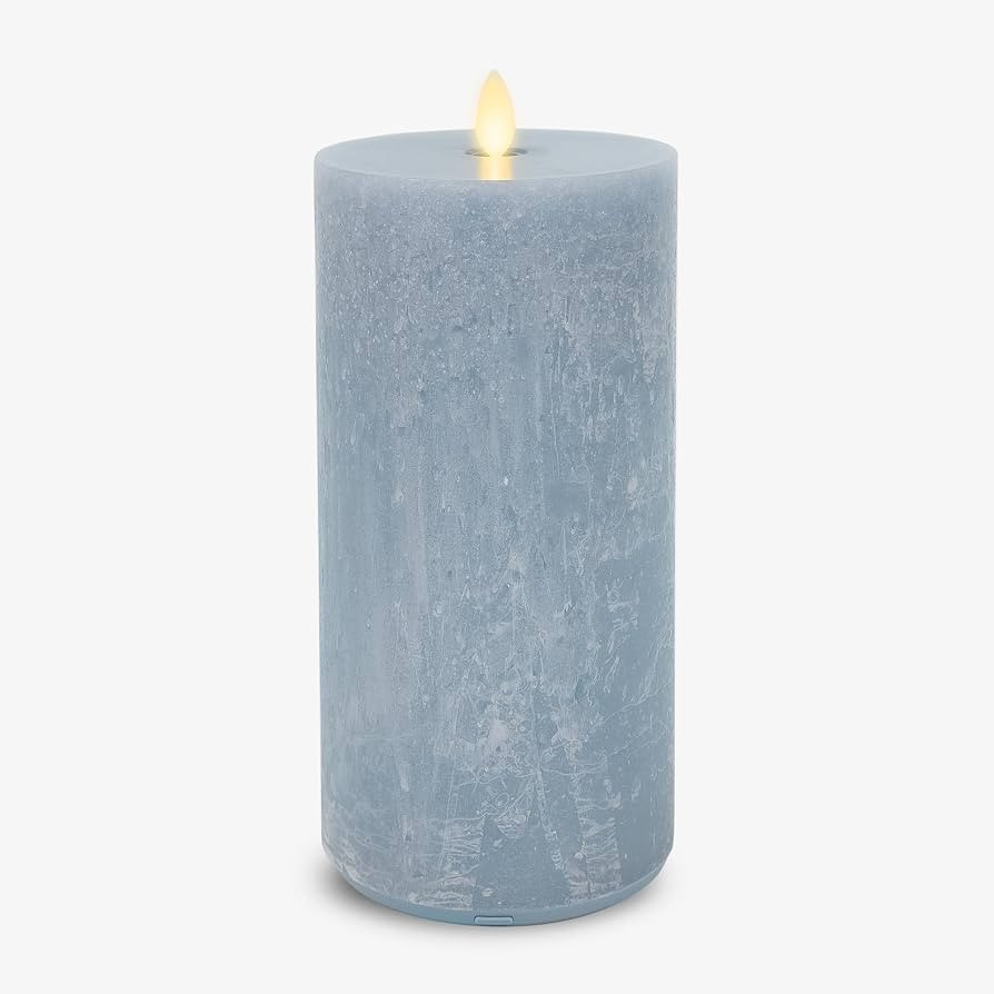 Luminara Seaglass Rechargeable Flameless LED Candle, Silver Blue 3.8" x 8.6", Moving Flame Pillar... | Amazon (US)