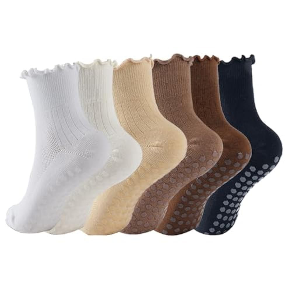 6-Pack Mesh Pilates Socks: Cute Woman Grip Socks for Yoga Girls Aged 18-28 - Breathable Ruffle fo... | Amazon (US)