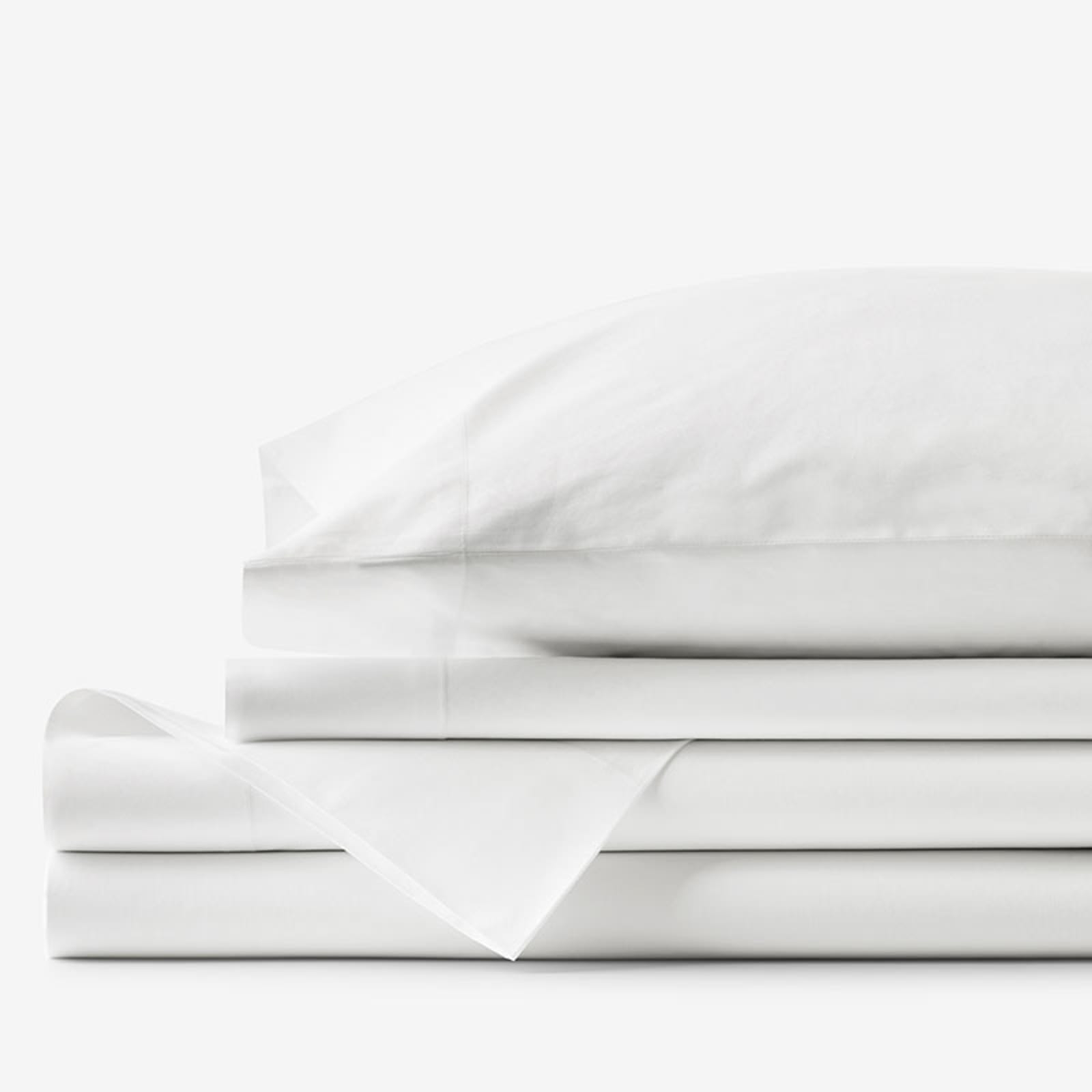 Classic Cool Organic Cotton Percale Solid Bed Sheet Set - White, King | The Company Store