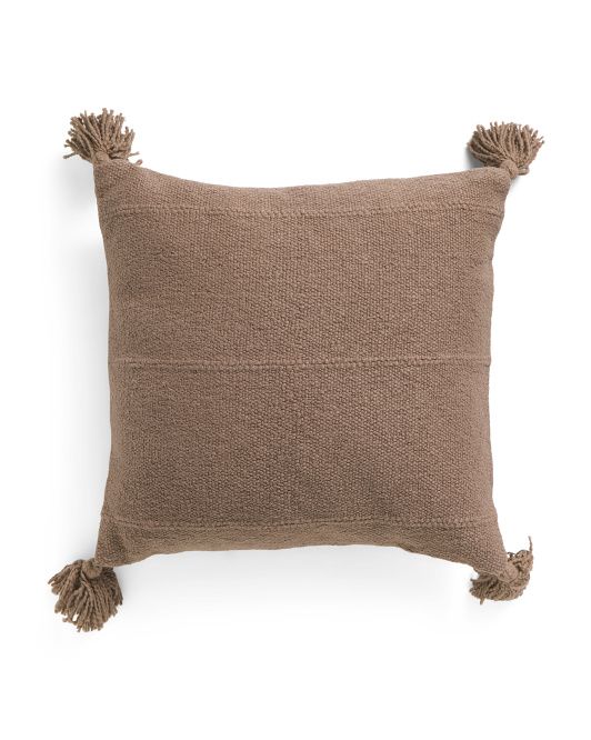 20x20 Textured Cotton Tassel Pillow | TJ Maxx