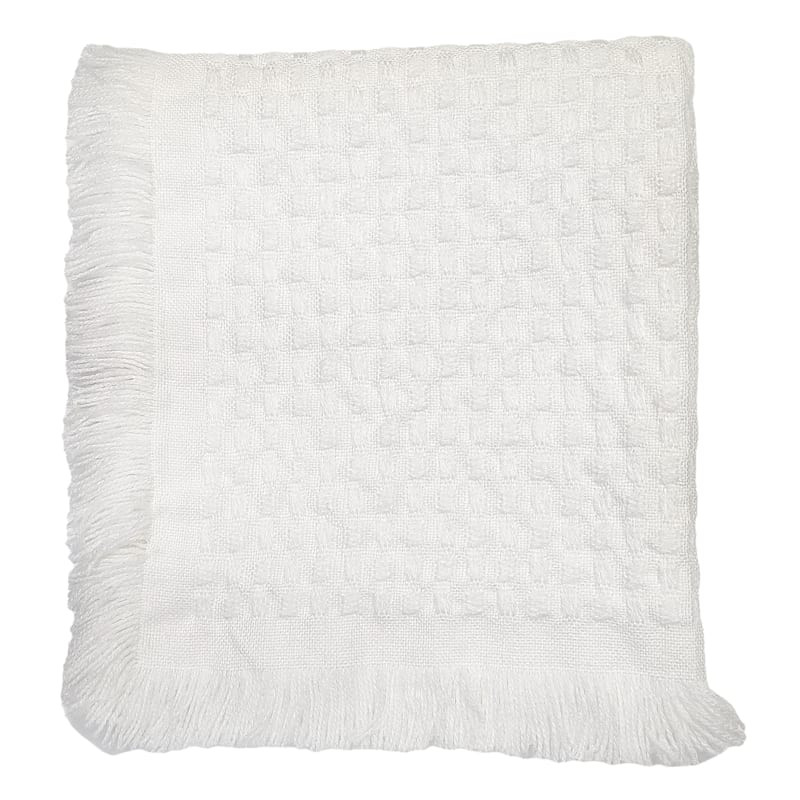 White Frayed Edge Throw Blanket, 50x60 | At Home