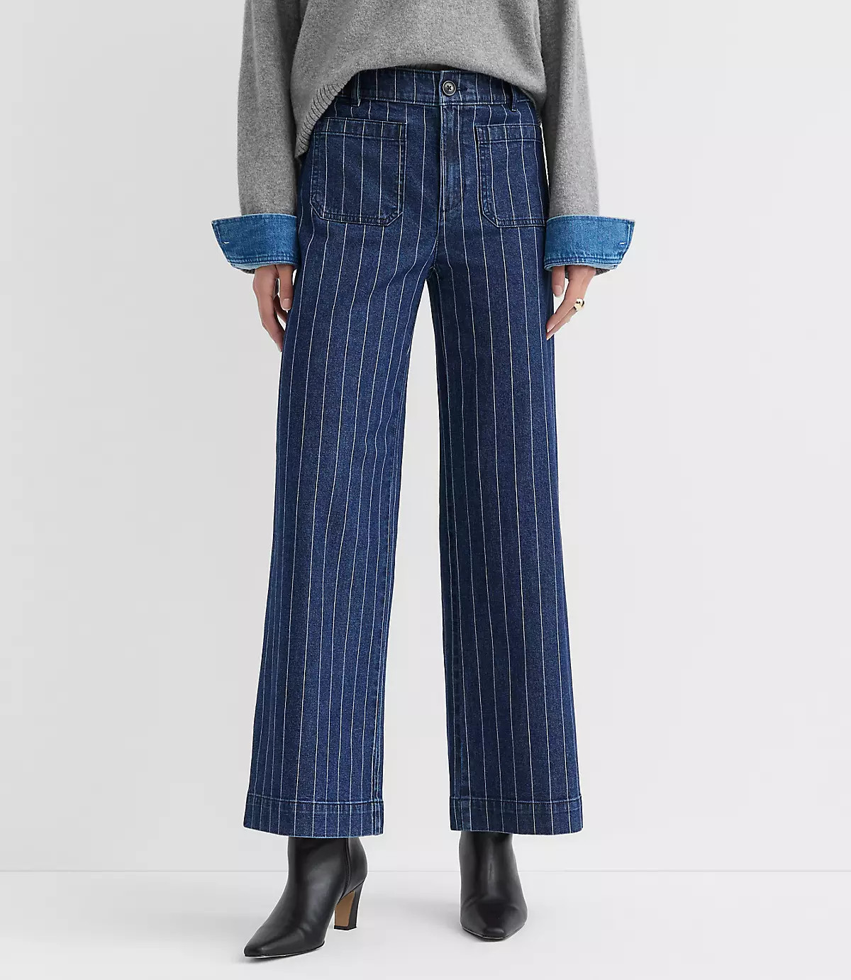 Palmer Wide Leg Pants in Pinstripe | LOFT