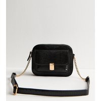 Black Faux Leather Textured Cross Body Bag Vegan New Look | New Look (UK)