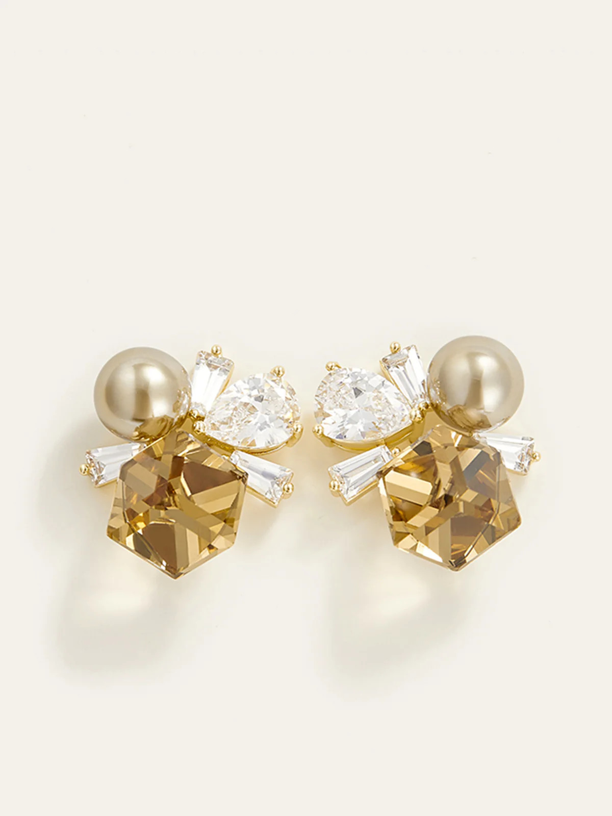 Crystal and Pearl Cluster Earrings | Commense