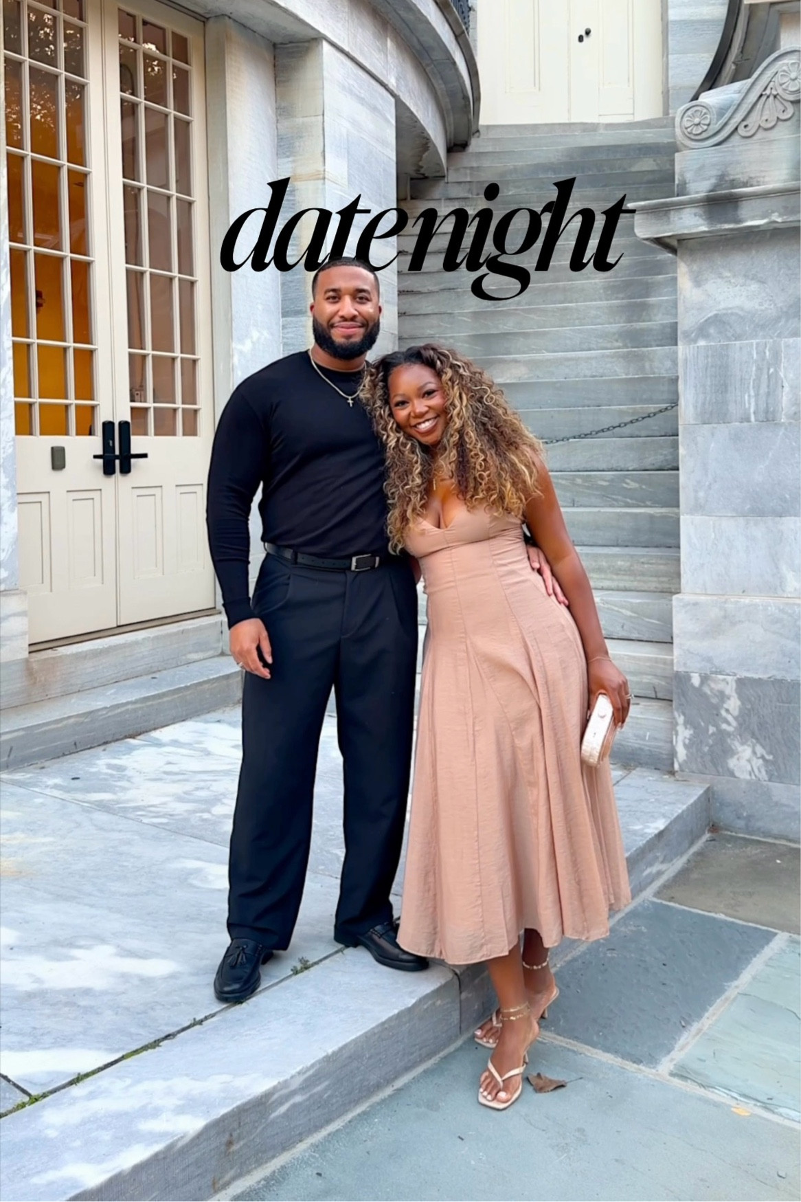 Wearing a large dress!! And linked the husbands look too 🥰
