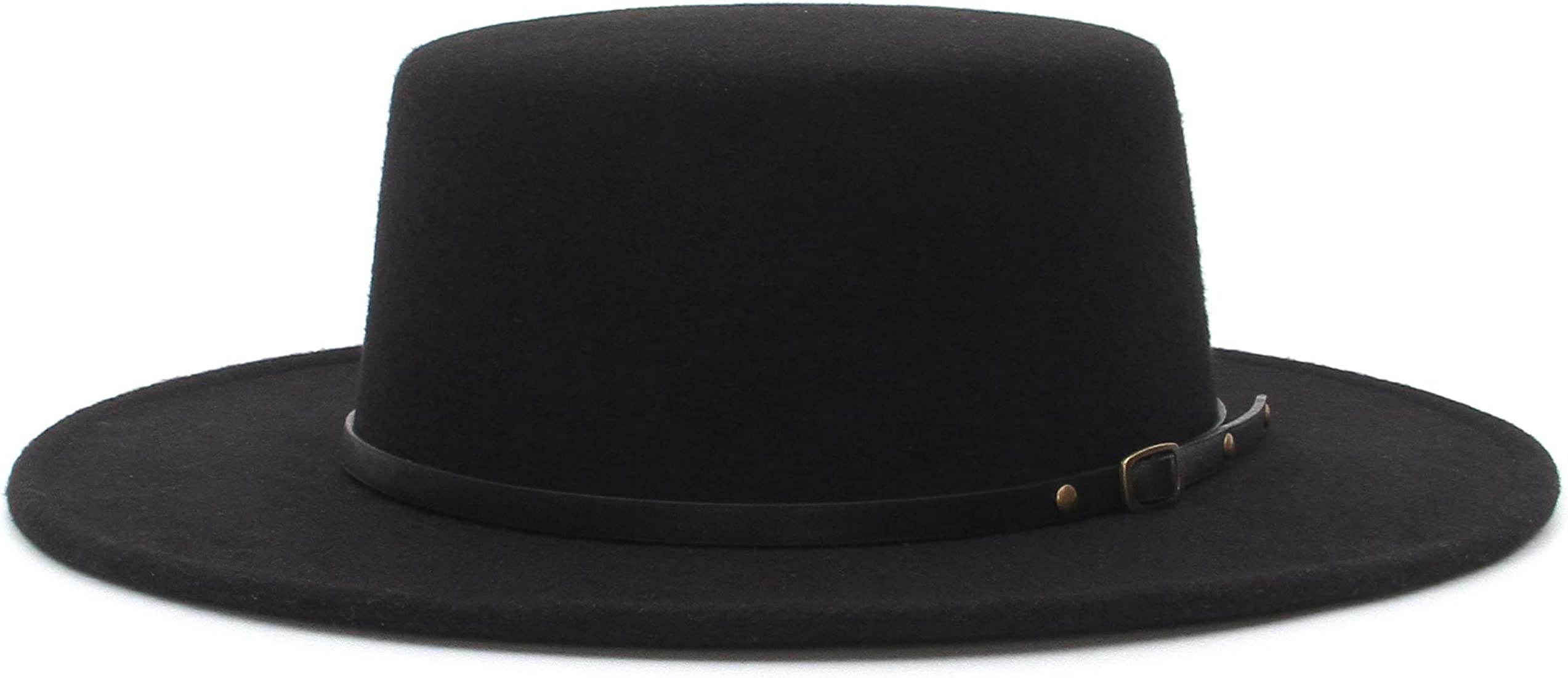 EOZY Women Men Classic Felt Fedora Hat Wide Brim Flat Top Jazz Panama Hat Casual Party Church Hat | Amazon (US)