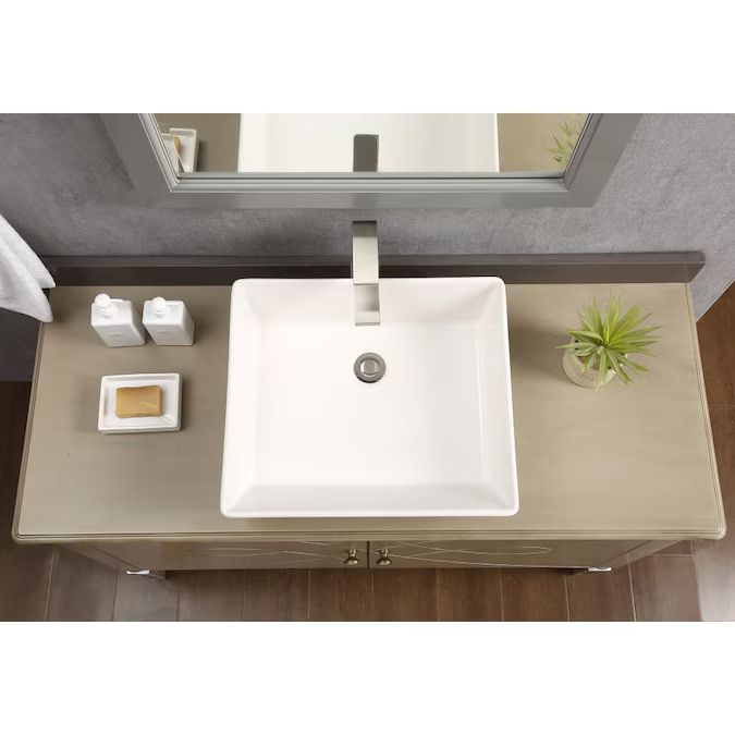 allen + roth White Vessel Rectangular Bathroom Sink (18-in x 15.75-in) Lowes.com | Lowe's