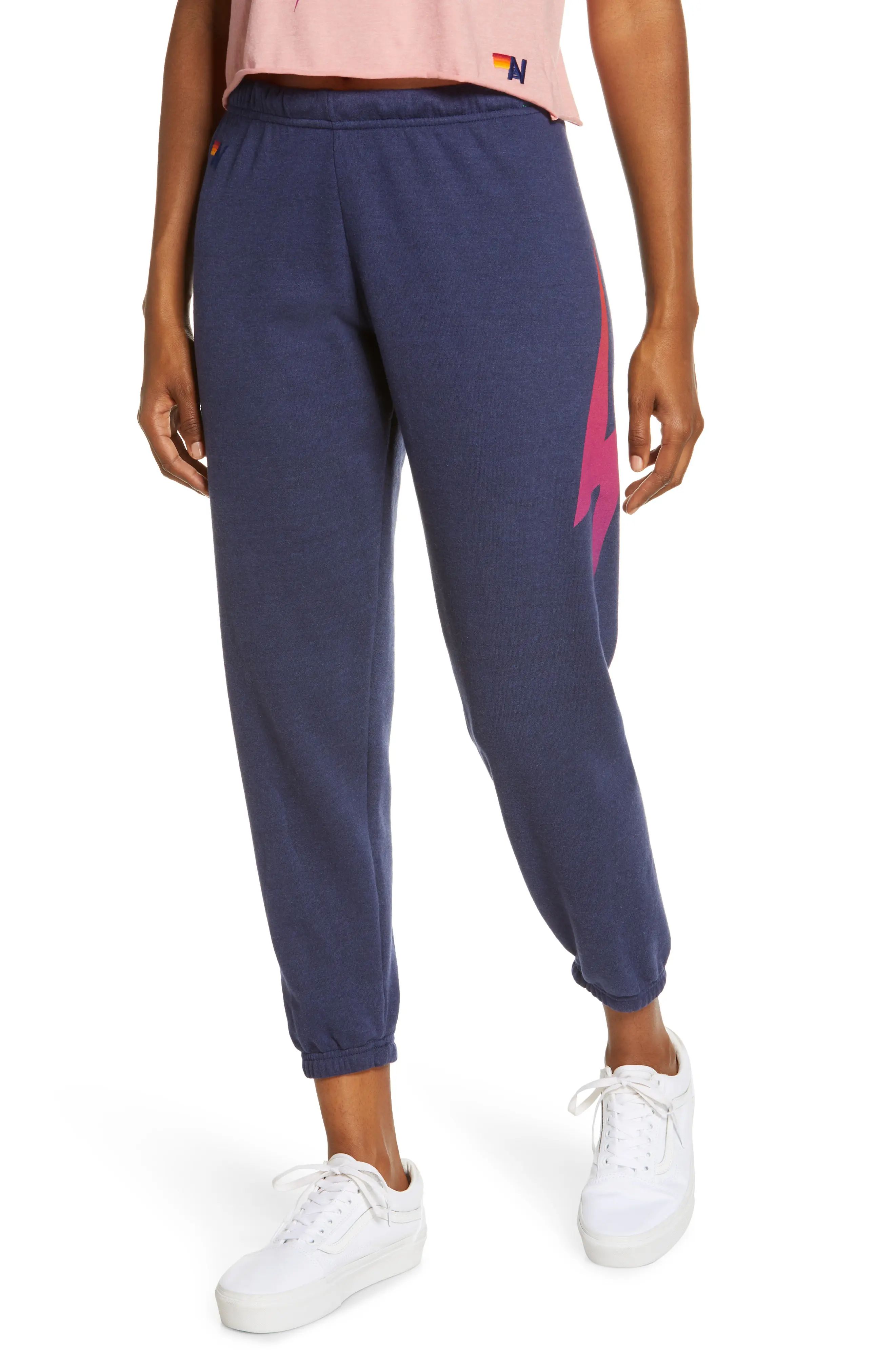 Aviator Nation Bolt Fade Sweapants, Size X-Large in Navy/Pink Purple at Nordstrom | Nordstrom
