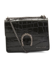 Made In Italy Leather Croc Small Crossbody | Marshalls
