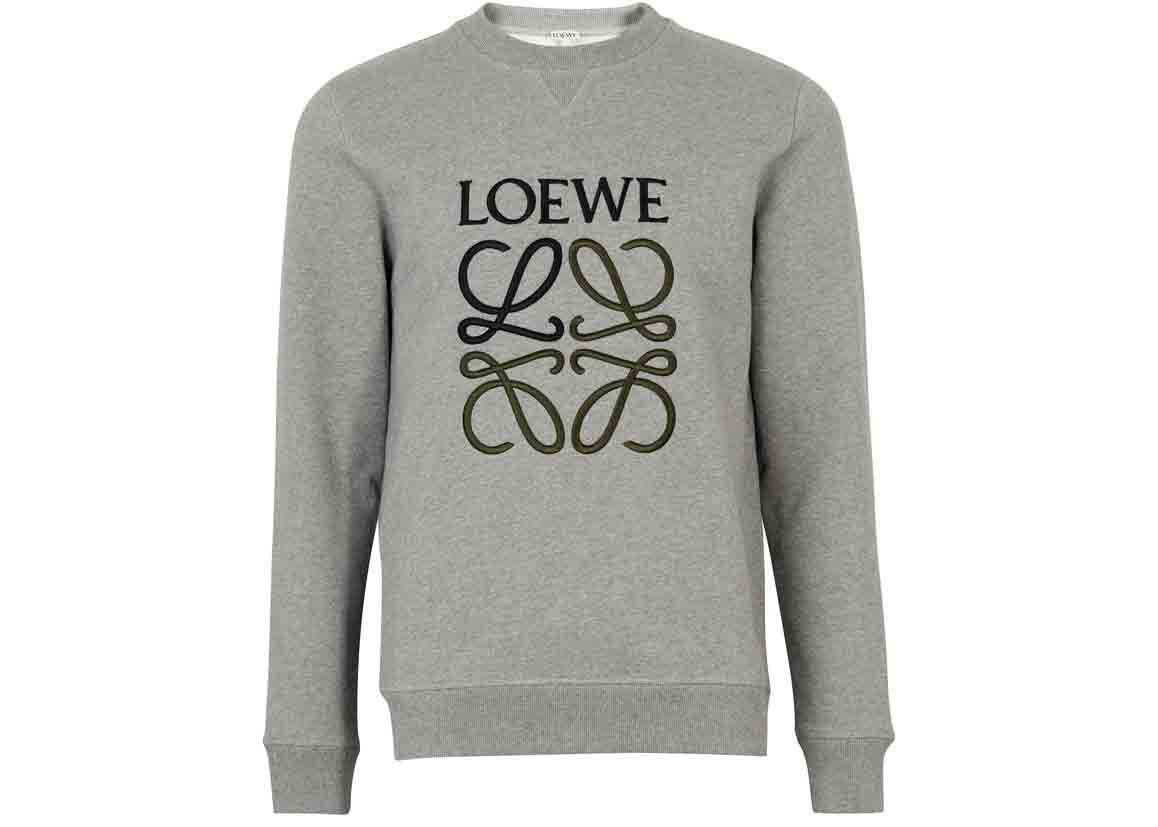 LOEWE Anagram Embroidered Sweatshirt Grey Melange | StockX