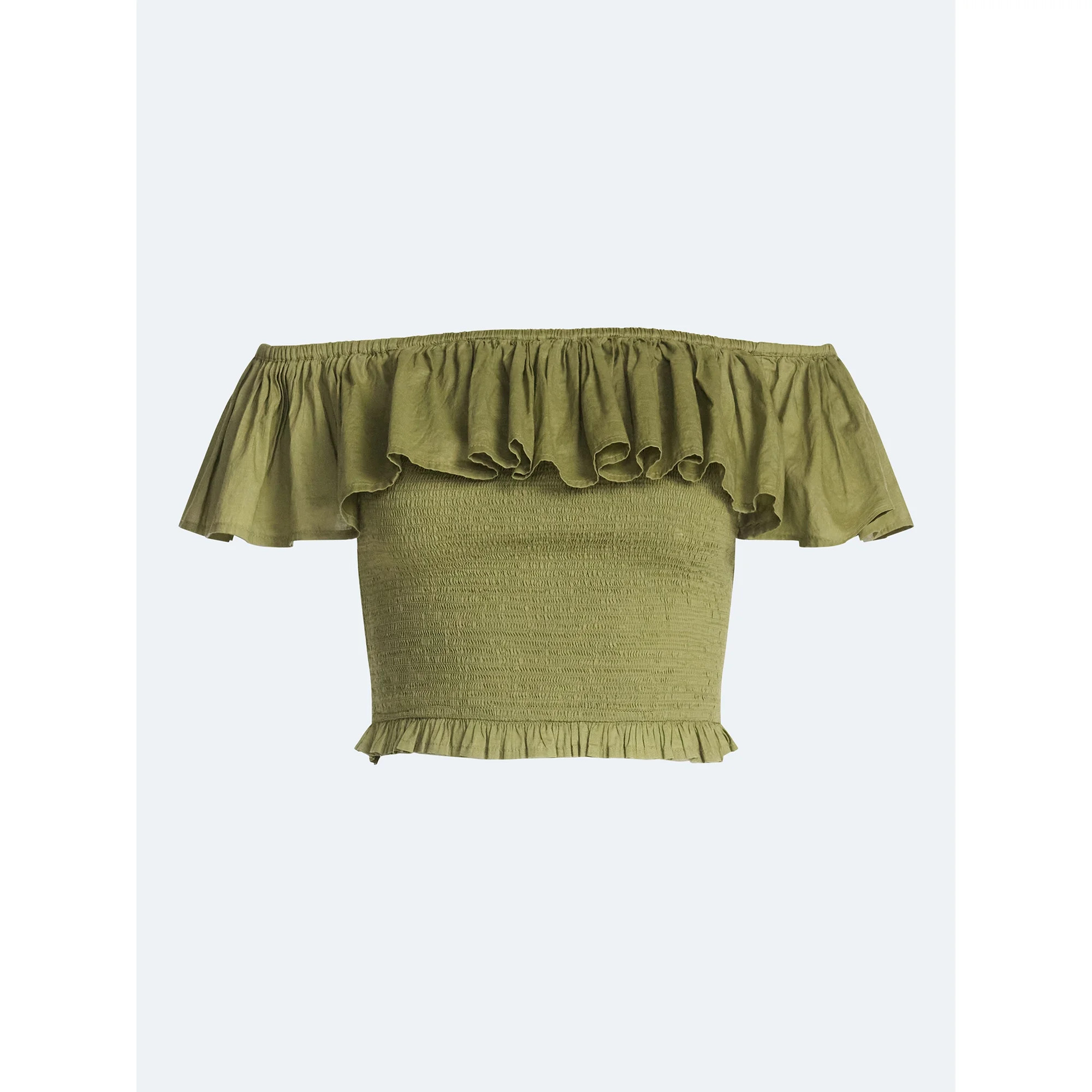 Scoop Women’s and Women’s Plus Off-the-Shoulder Smocked Ruffle Cotton Top, Sizes XS-4X | Walmart (US)