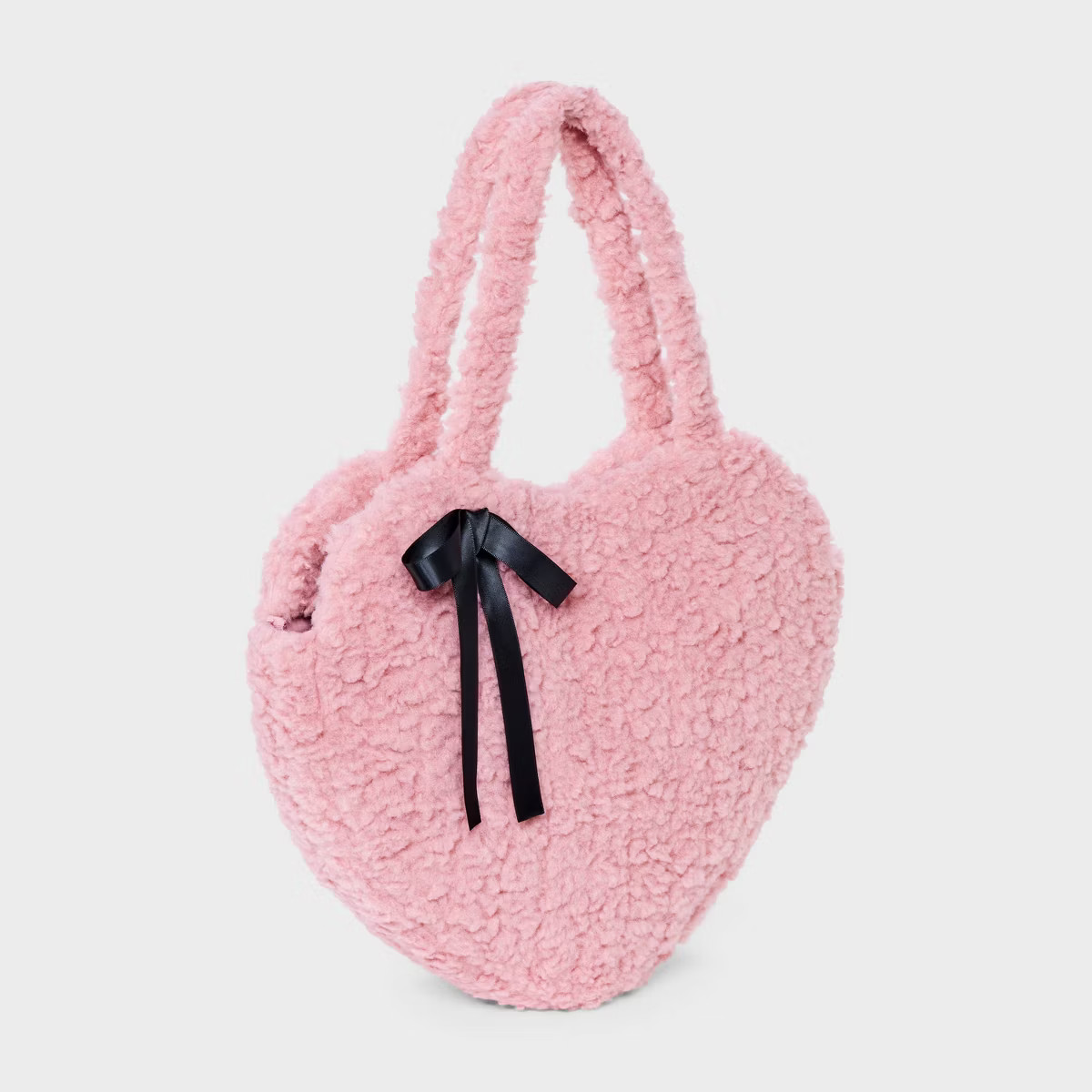 Girls' Faux Shearling with Bow Oversized Heart Tote Bag - art class™ Pink | Target
