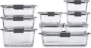 Rubbermaid Brilliance Glass Food Storage Containers, Assorted Sizes, Set of 9, BPA-Free, Leak-Pro... | Amazon (US)