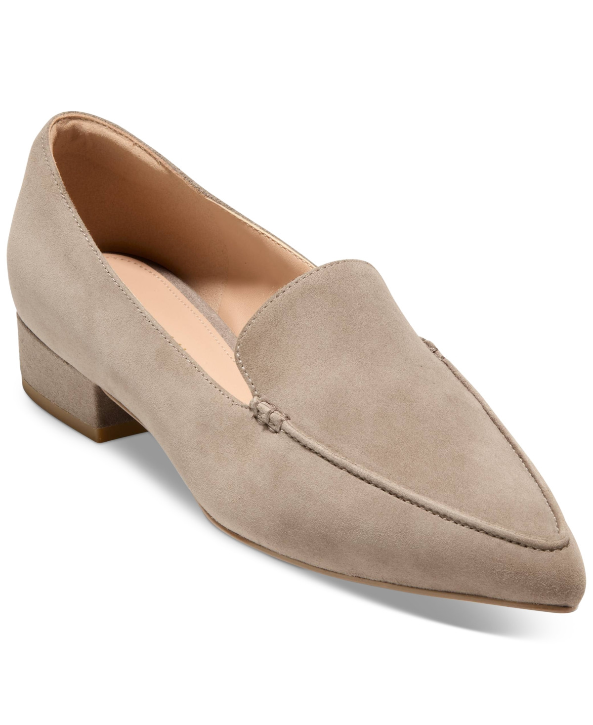 Cole Haan Women's Valantina Pointed Toe Block Heel Loafers - Irish Coffee Suede | Macy's
