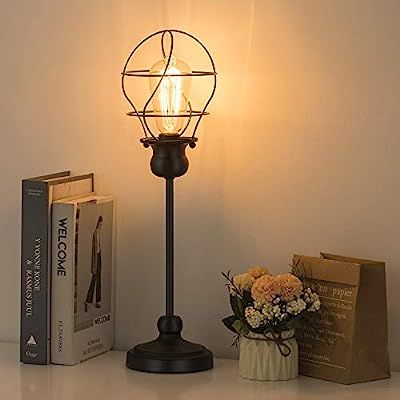 HAITRAL Vintage Table Lamp - Modern Nightstand Lamp, Simple Bedside Desk Lamp for Bedroom, Living... | Amazon (US)