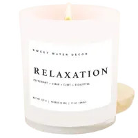 Relaxation Soy Candle | 11oz. White Jar Peppermint Candle | Sweet Water Decor, LLC