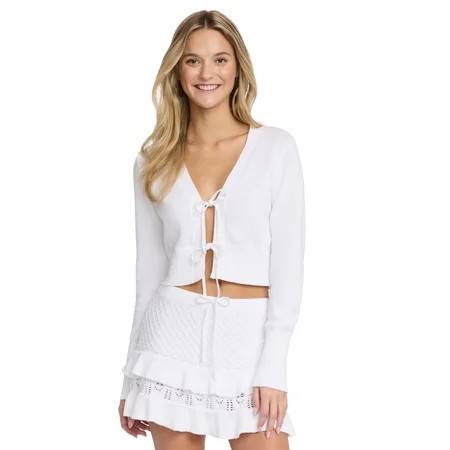 Mills by Millie Bobby Brown Women s Long Sleeve Crop Tie Front Sweater Sizes XXS-XXL | Walmart (US)