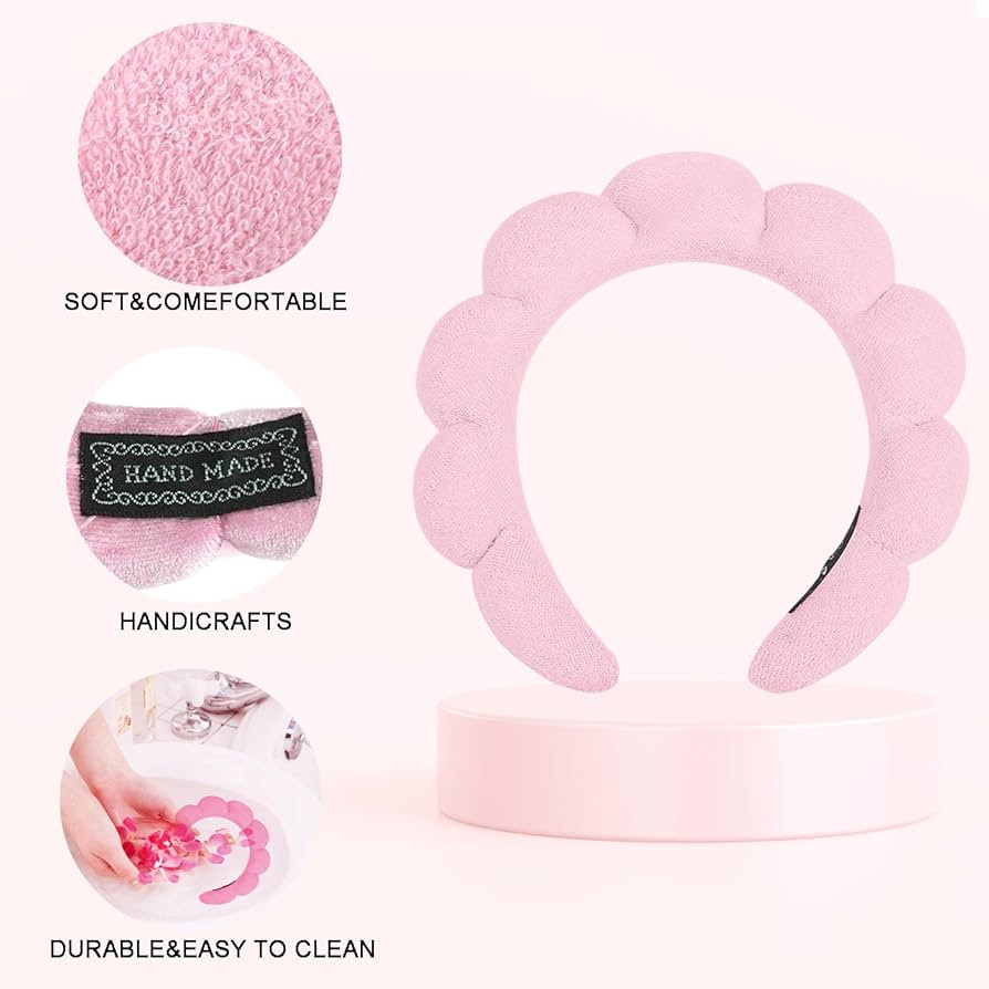 Spa Headband for Washing Face, Makeup Headband, Bubble Skincare Headbands with Face Wash Wristban... | Amazon (UK)