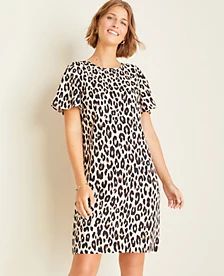 Spotted Shoulder Button Flutter Sleeve T-Shirt Dress | Ann Taylor (US)