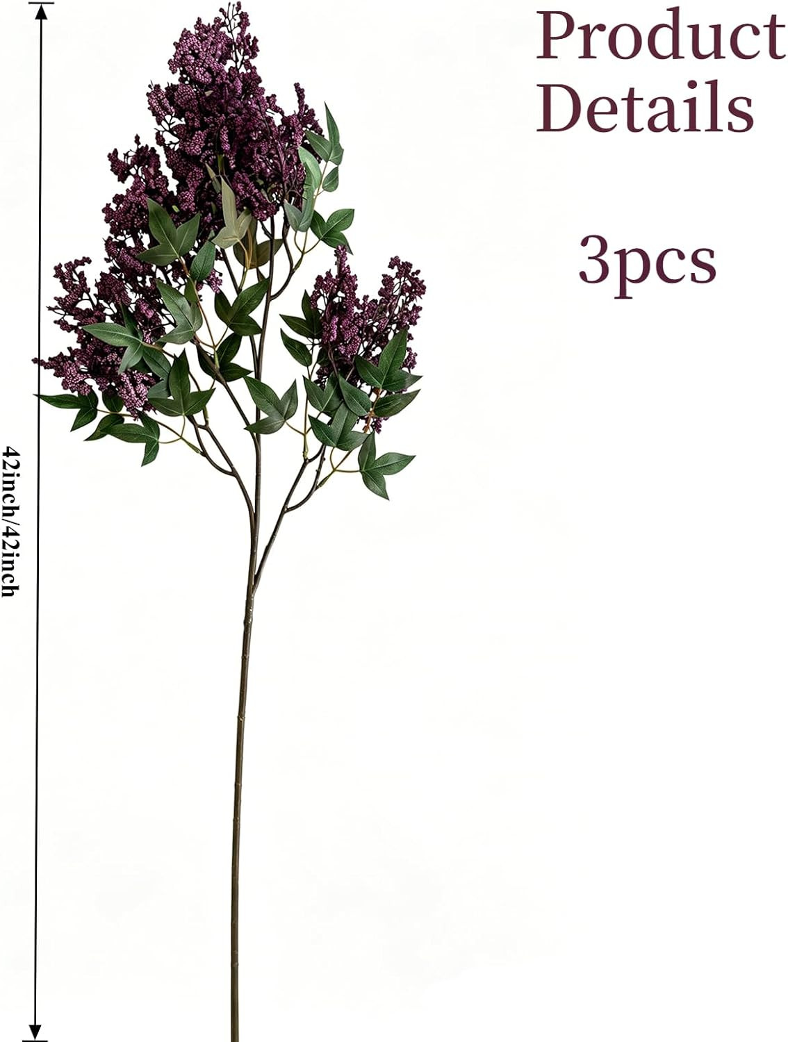 3 Pcs Artificial Dusty Plum Berry Stem 42 Inch Fake Flowers Picks Branches Faux Realistic Sedum S... | Amazon (US)